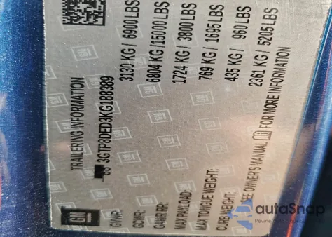 2019 GMC Sierra C1500 Slt из США, поврежденный, VIN 3GTP8DED3KG188389